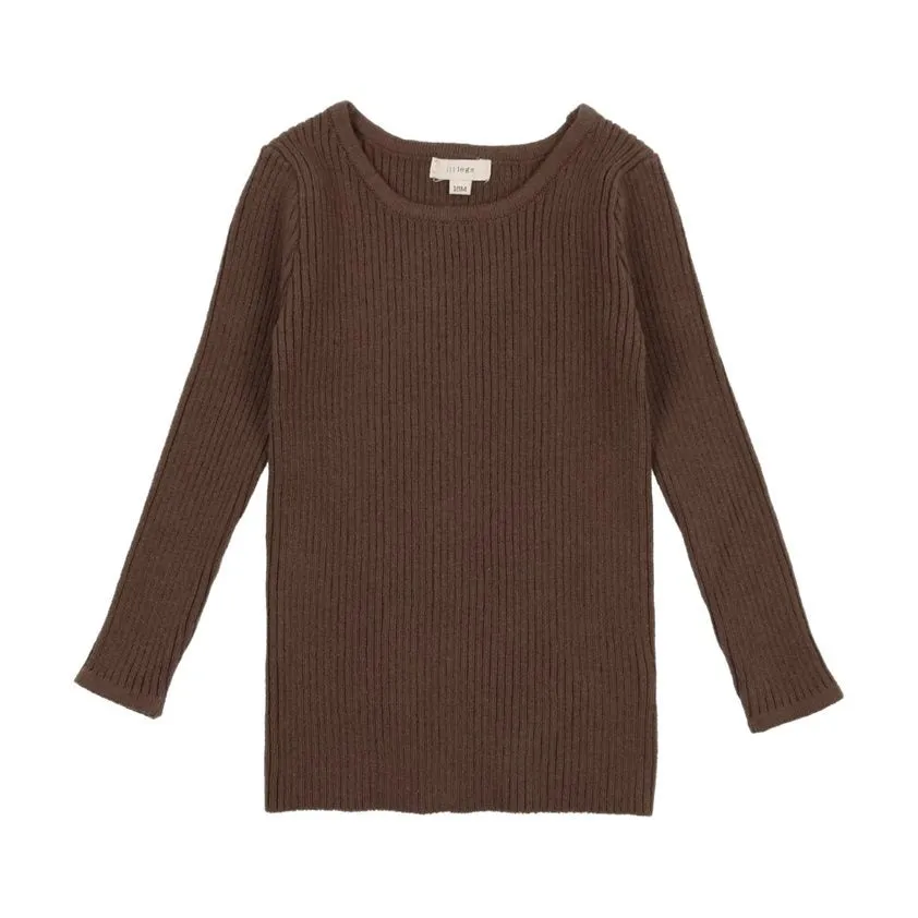 Lil Legs Brown Knit Crewneck Sweater