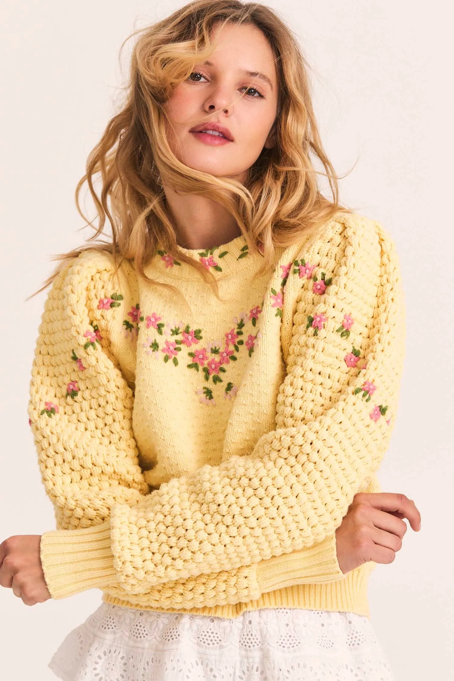 Love Shack Fancy - Kenzly Pullover in Mellow Yellow