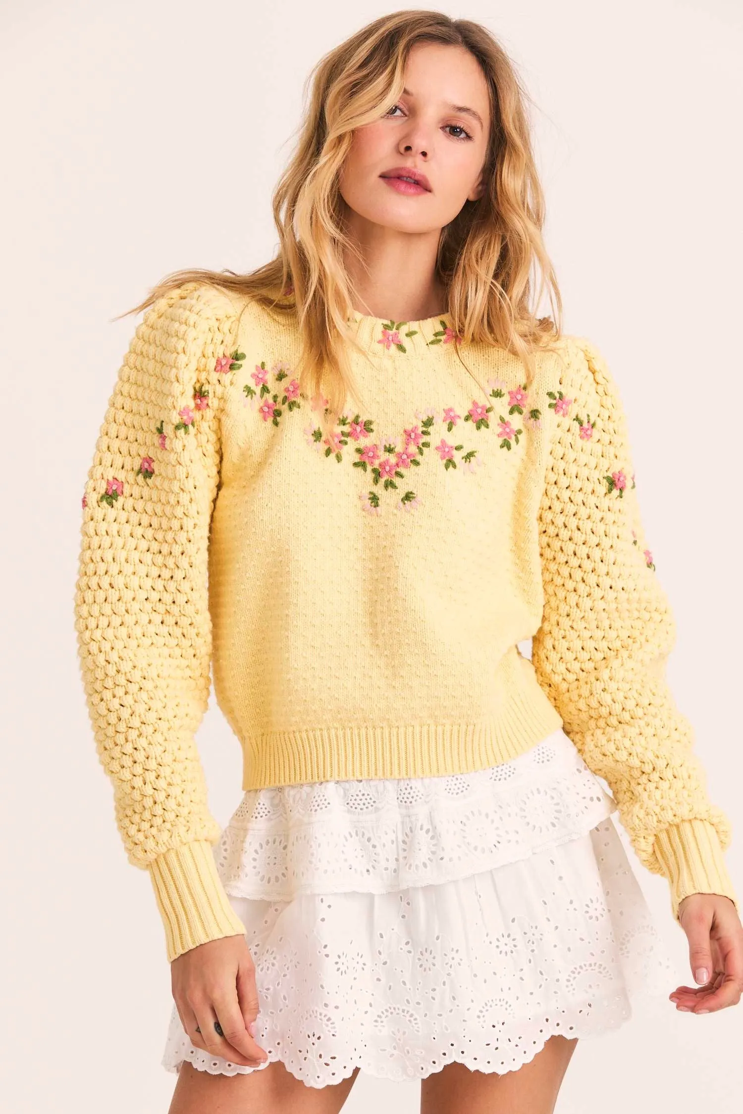 Love Shack Fancy - Kenzly Pullover in Mellow Yellow