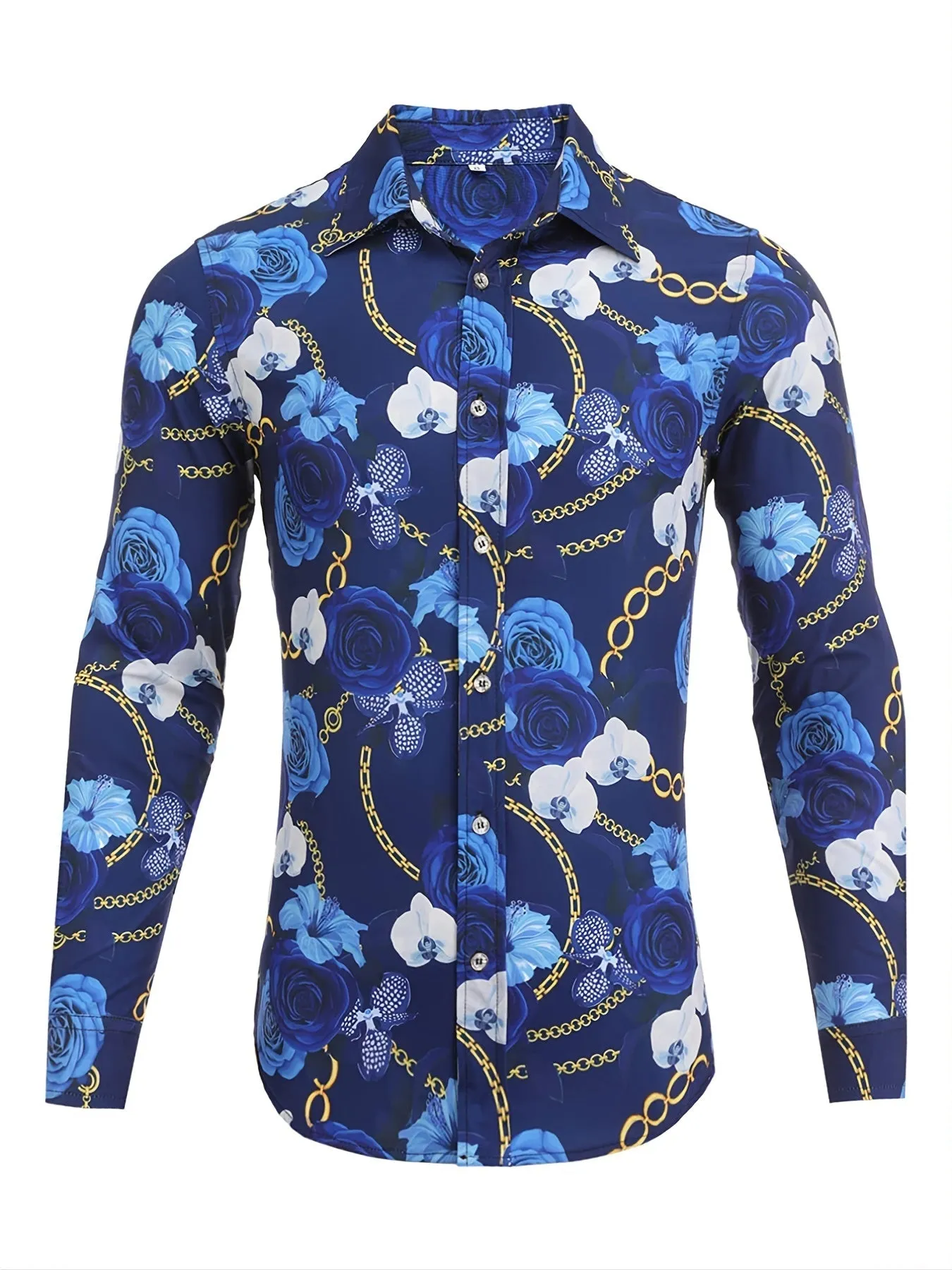 Men's Long Sleeve Luxury Design Print Casual Button Down Shirt