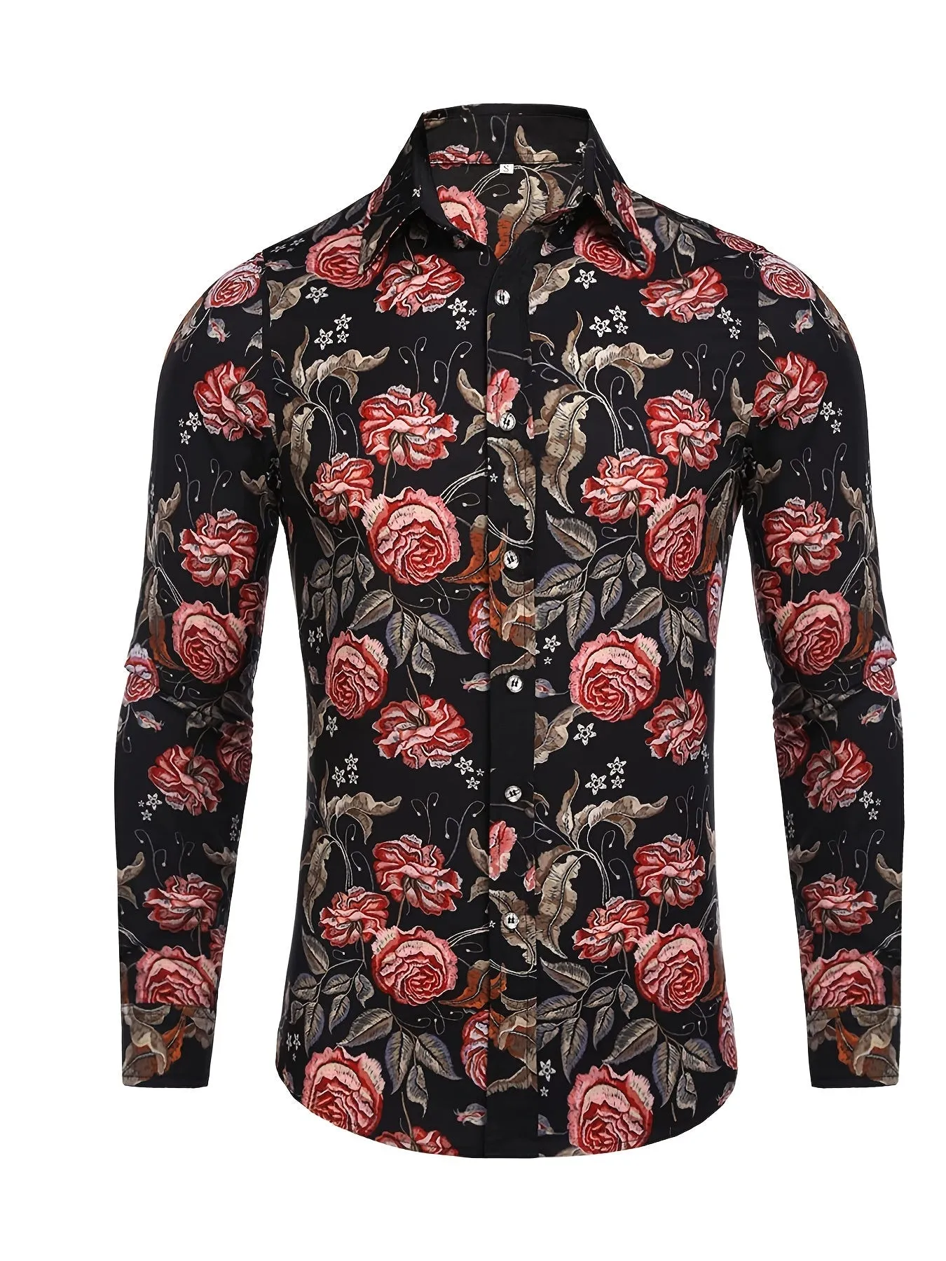 Men's Long Sleeve Luxury Design Print Casual Button Down Shirt