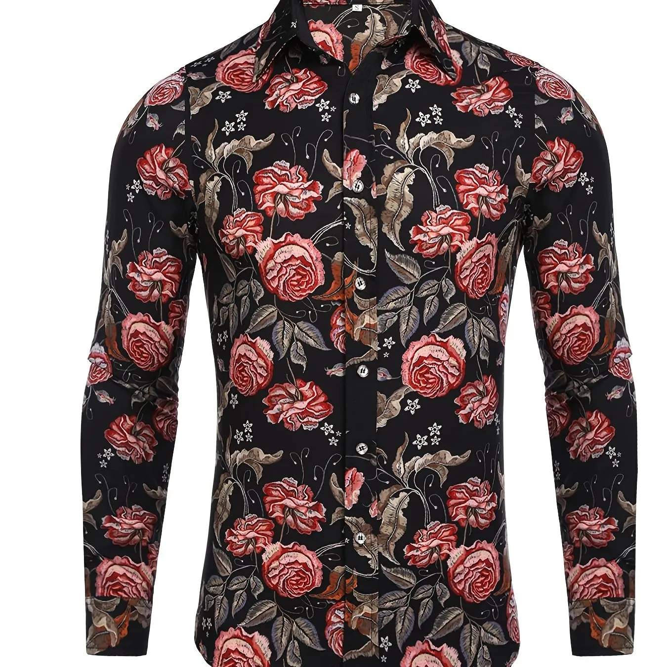 Men's Long Sleeve Luxury Design Print Casual Button Down Shirt