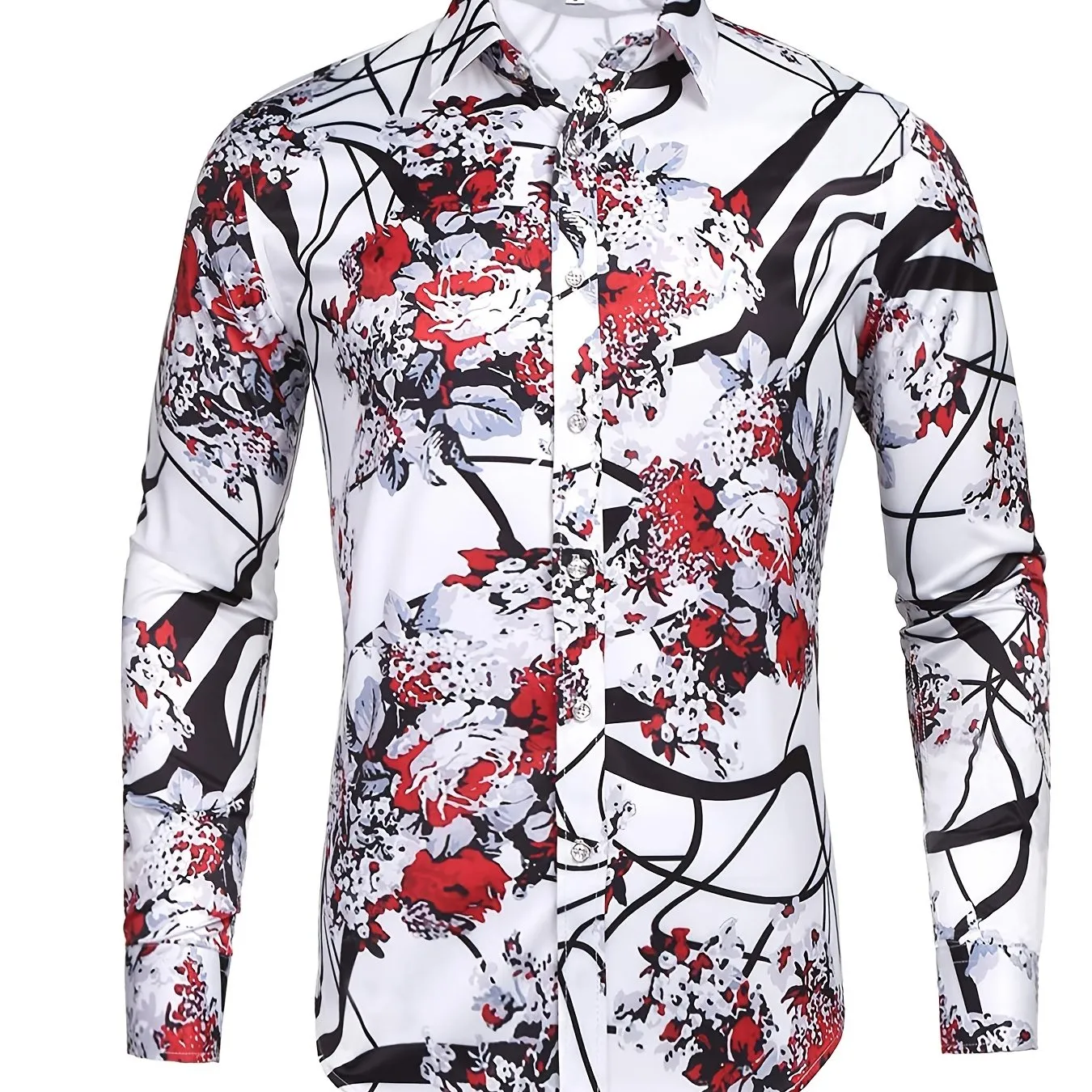 Men's Long Sleeve Luxury Design Print Casual Button Down Shirt