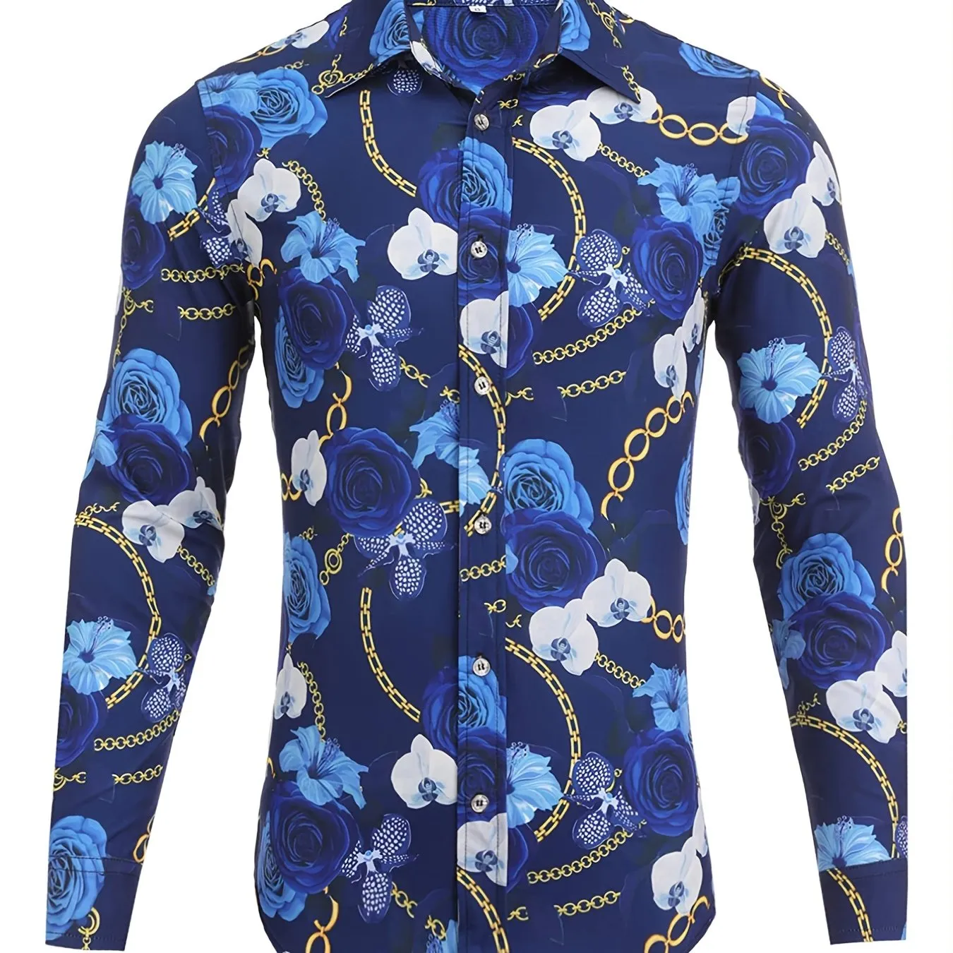 Men's Long Sleeve Luxury Design Print Casual Button Down Shirt