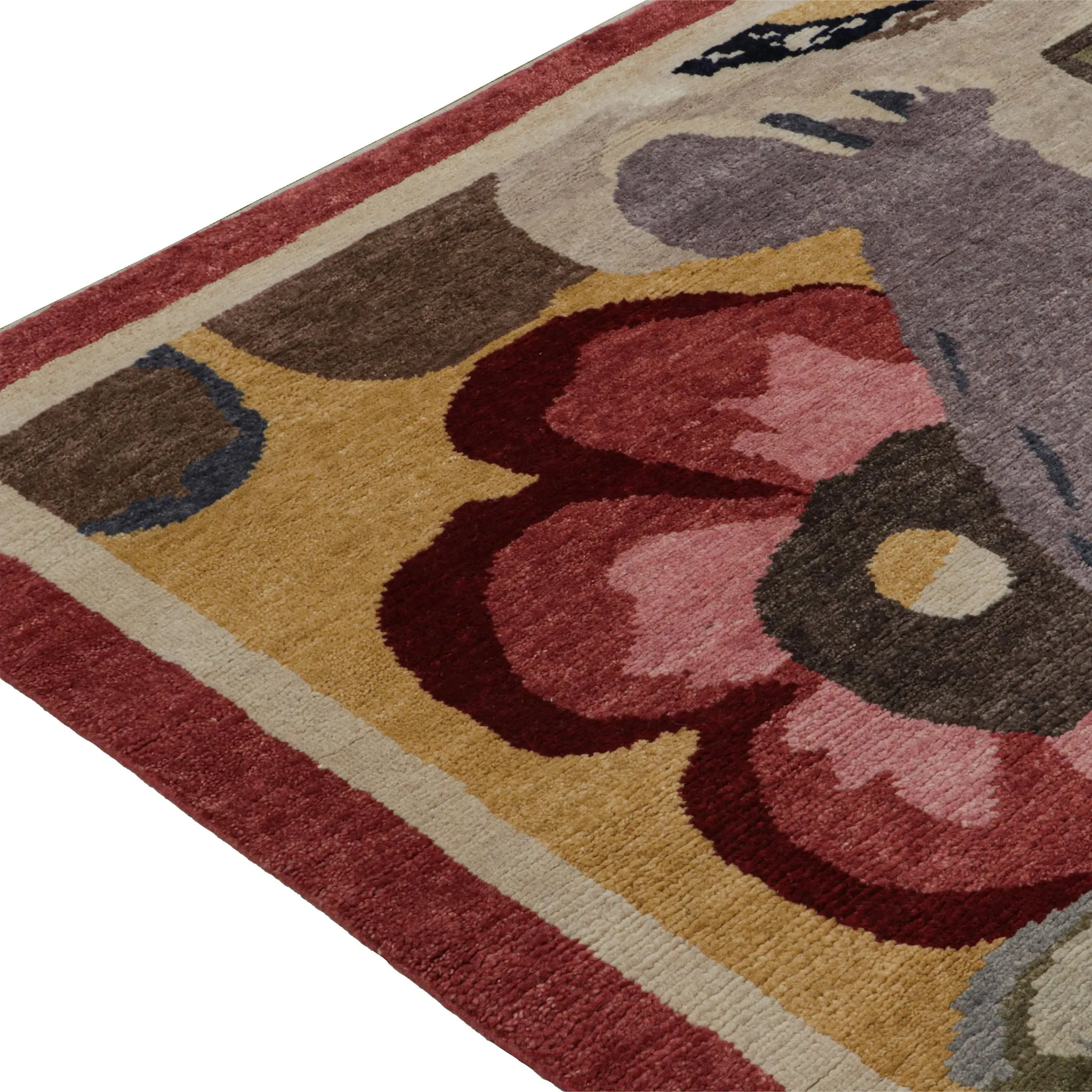 Multicolored Modern Floral Wool Rug - 8' x 9'11"