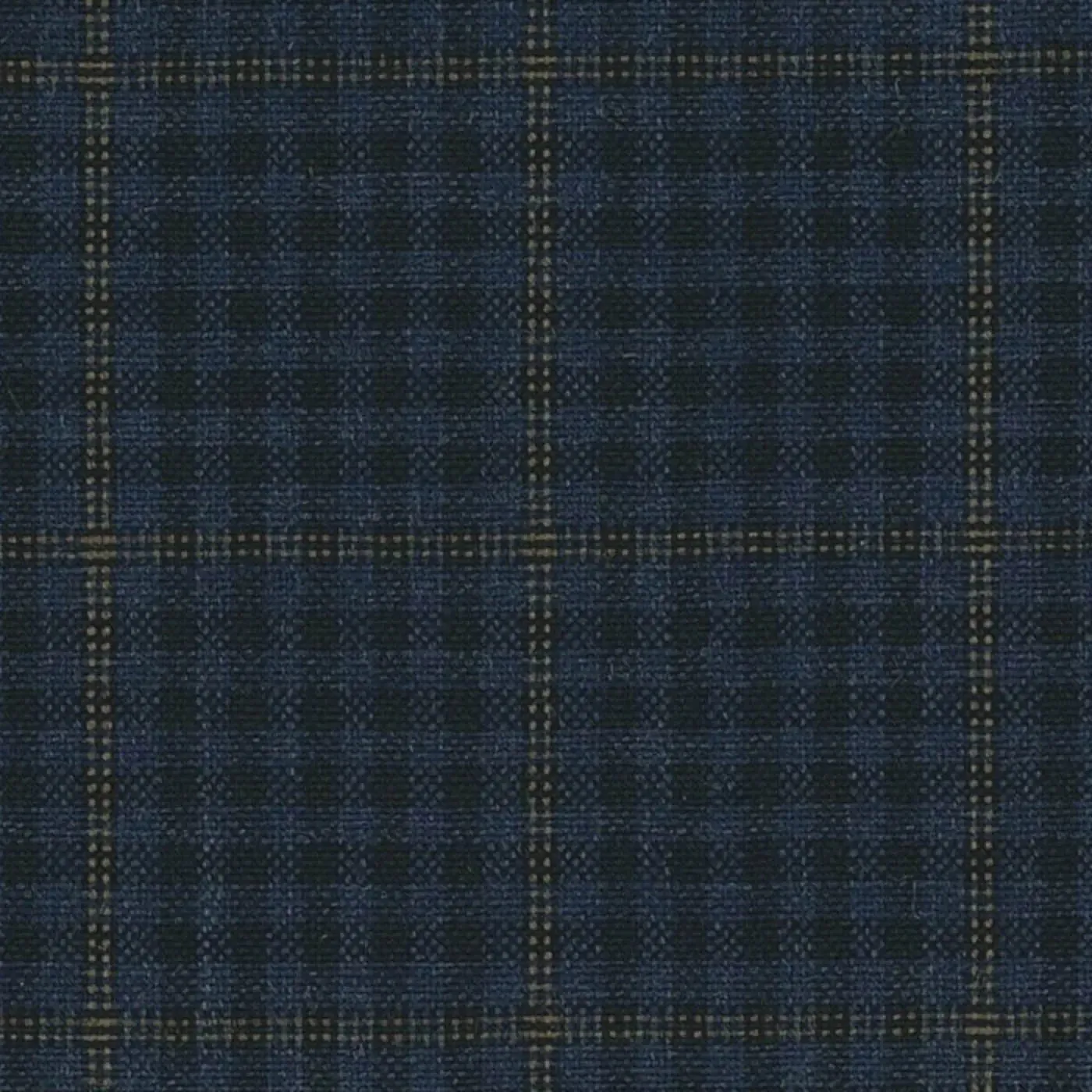 Navy Gun Club With Brown Tramline Windowpane Check Jacketing By Holland & Sherry