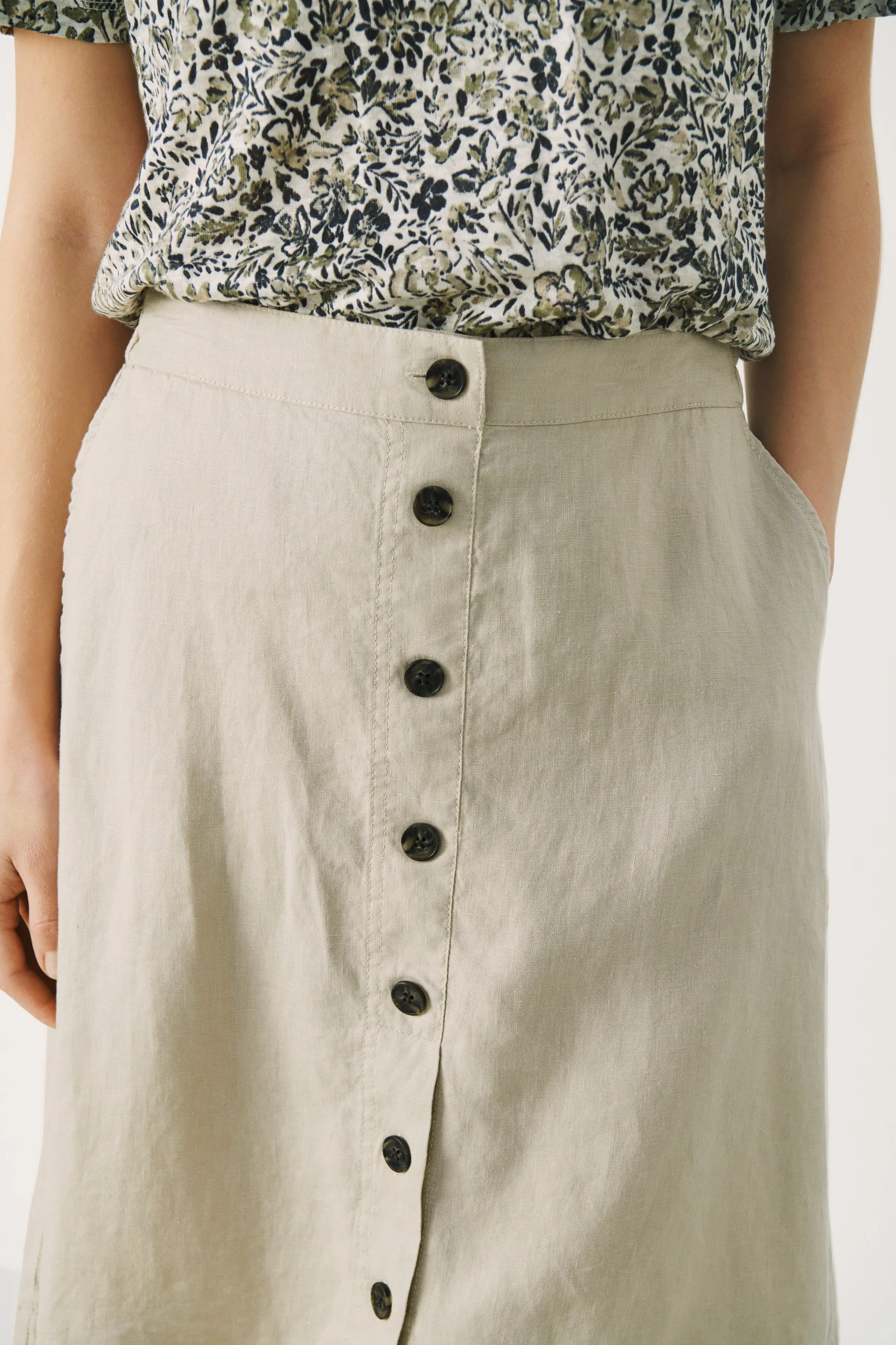 Part Two Palina Linen Button Down Skirt 6811