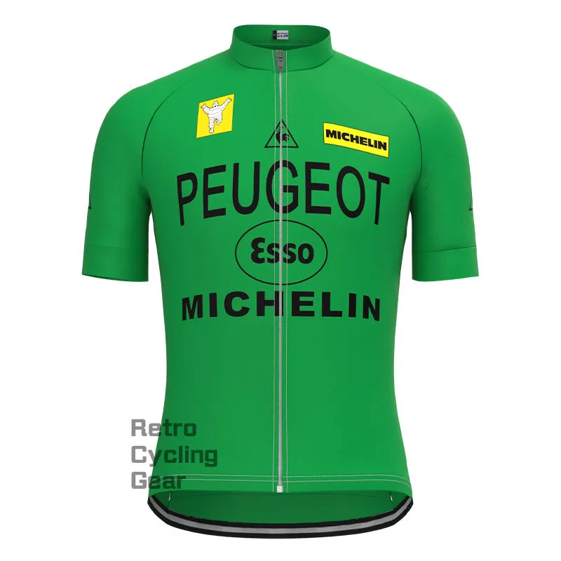 Peugeot Green Retro Short Sleeve Cycling Kit