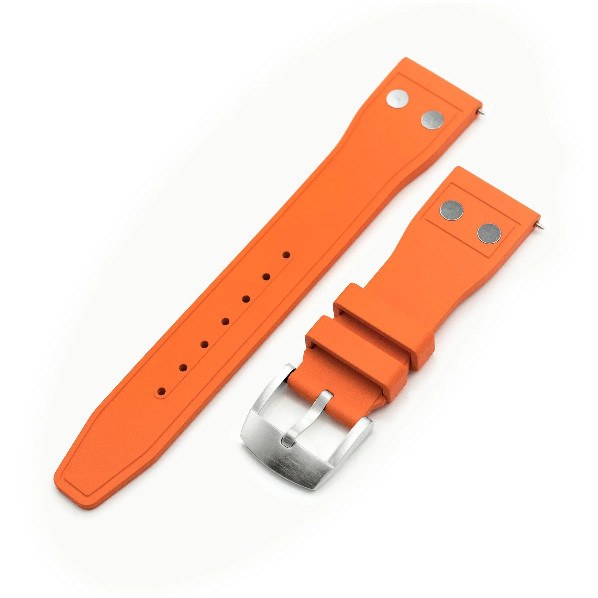 Quick Release Orange Rivet Pilot FKM rubber watch strap