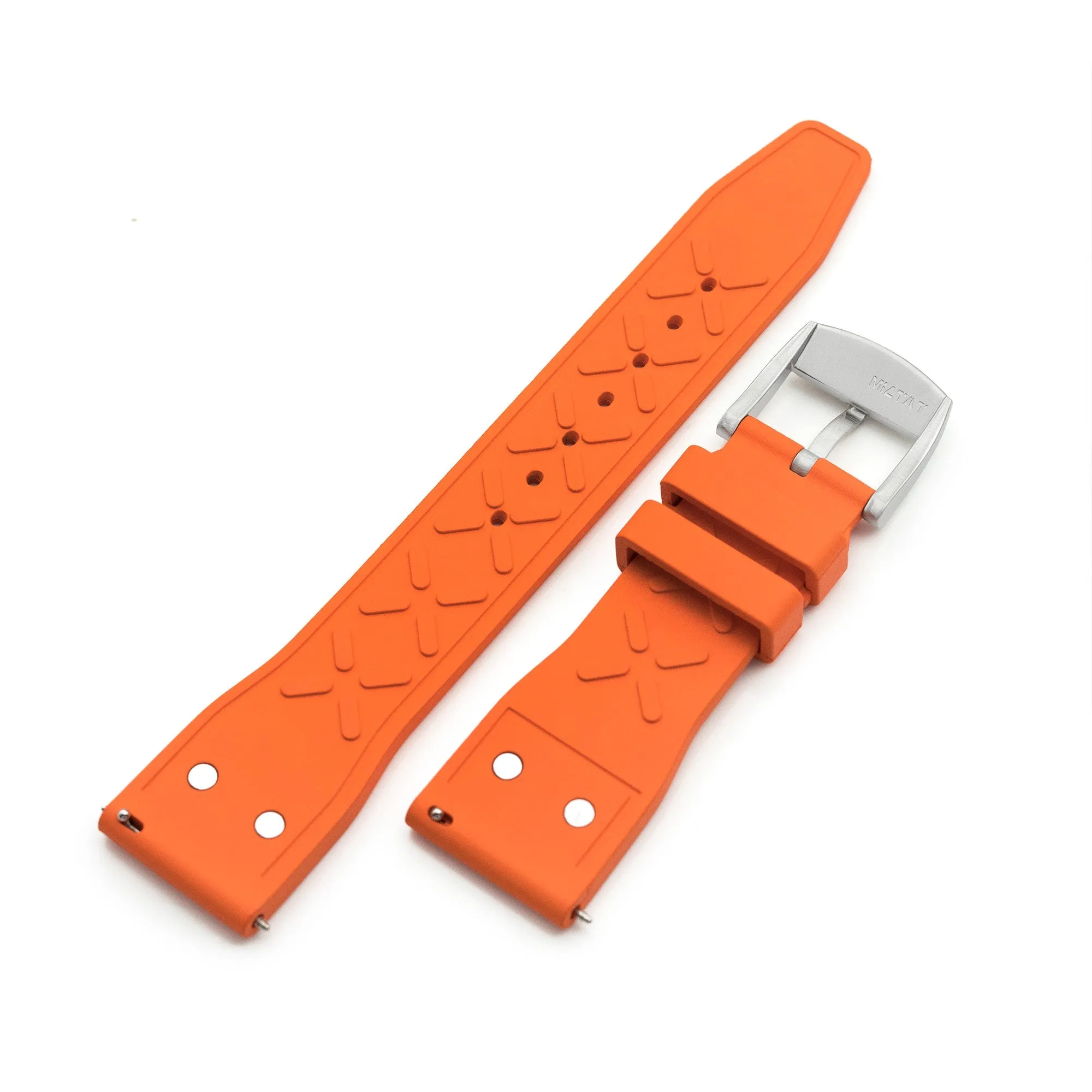 Quick Release Orange Rivet Pilot FKM rubber watch strap