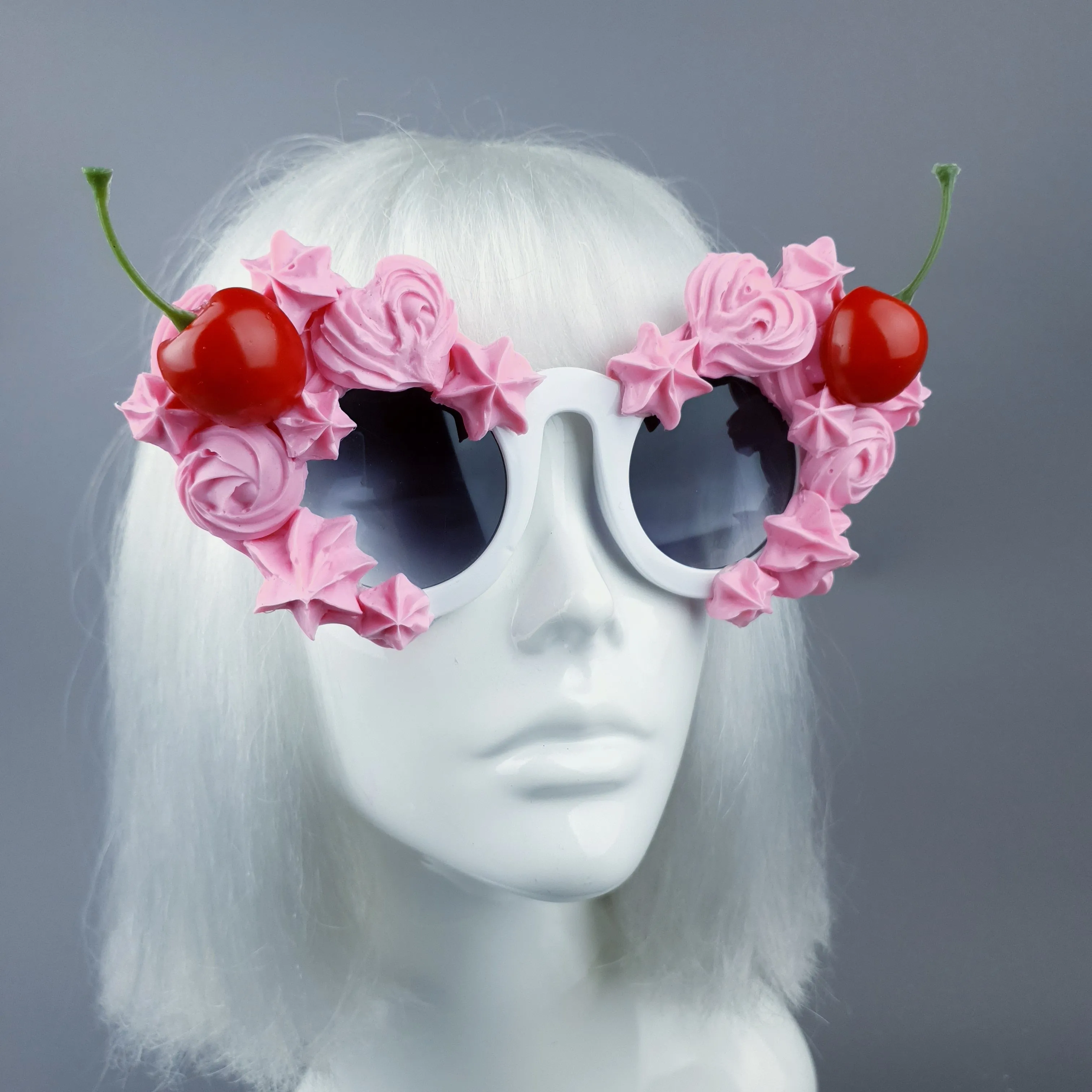 "Fondant" Pastel Pink Frosting Icing Cherry Sunglasses