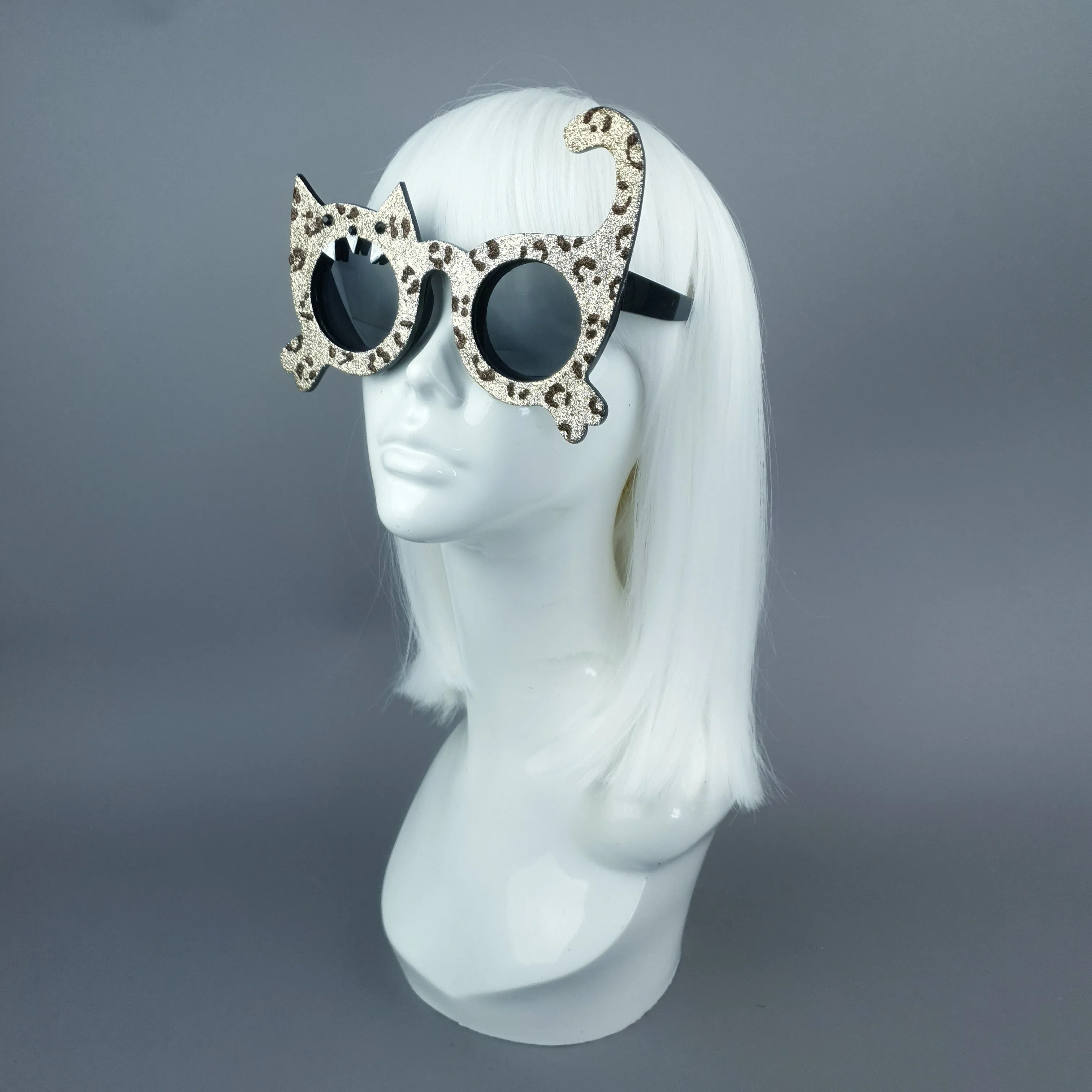 "Hunter" Gold Glitter Leopard Cat Sunglasses