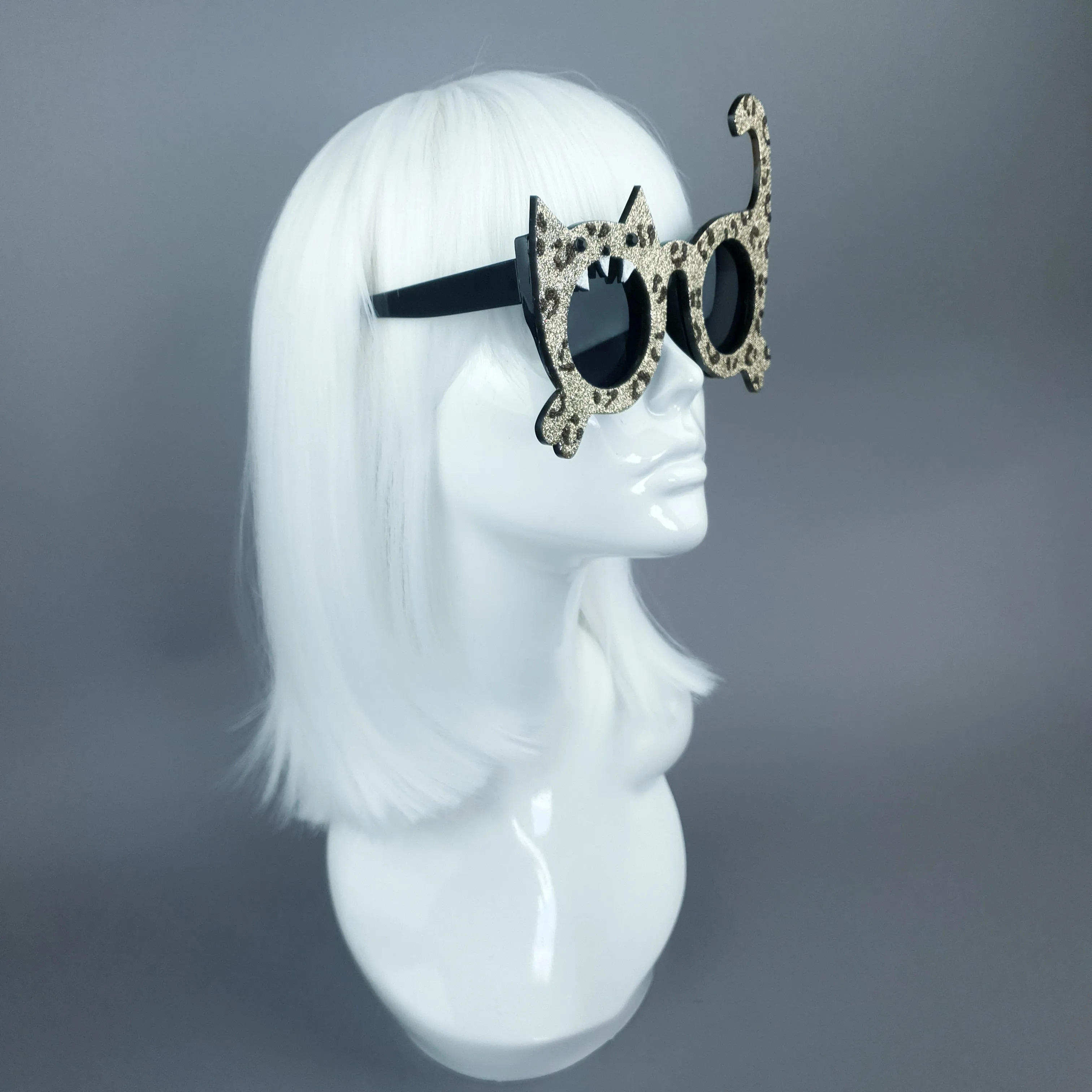 "Hunter" Gold Glitter Leopard Cat Sunglasses