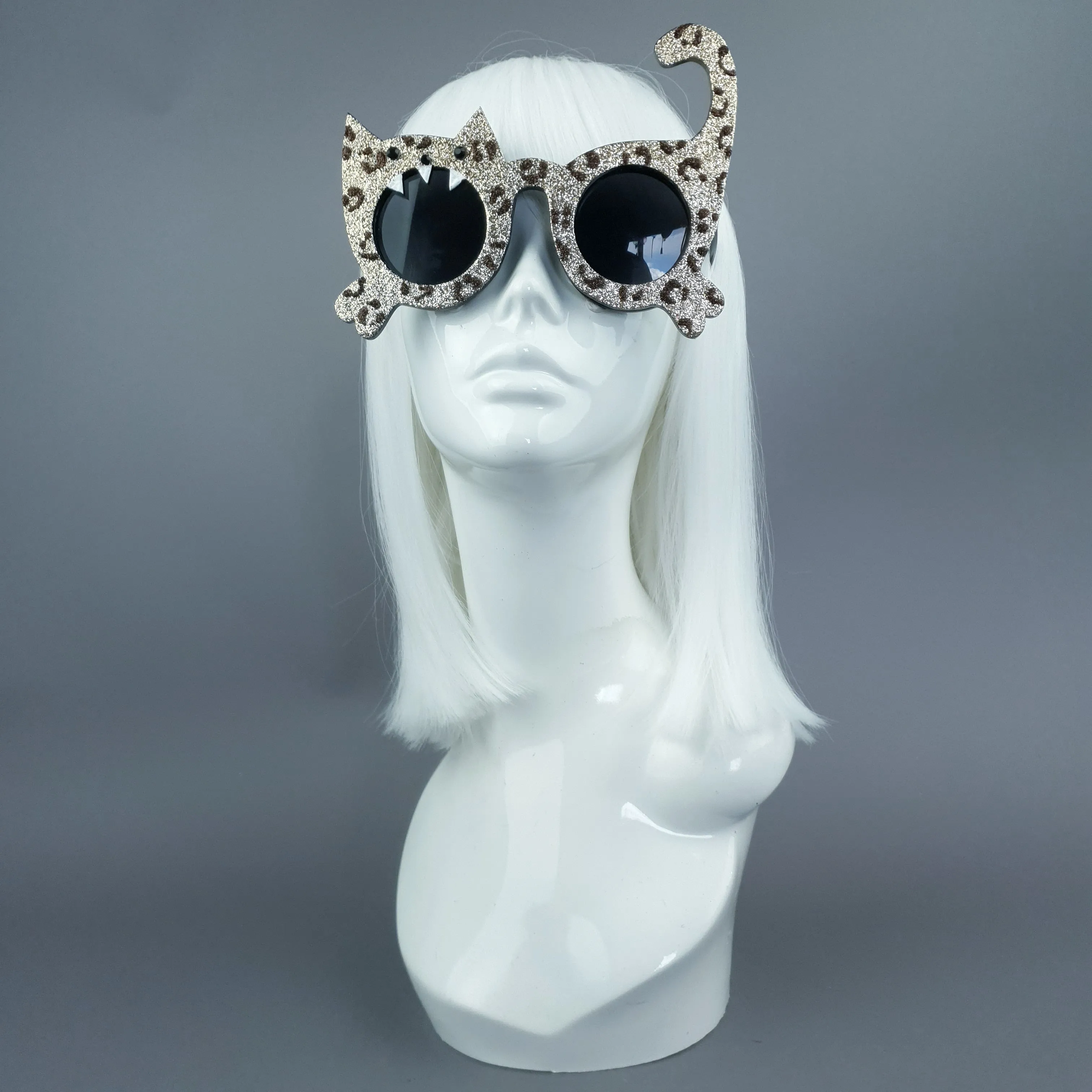 "Hunter" Gold Glitter Leopard Cat Sunglasses