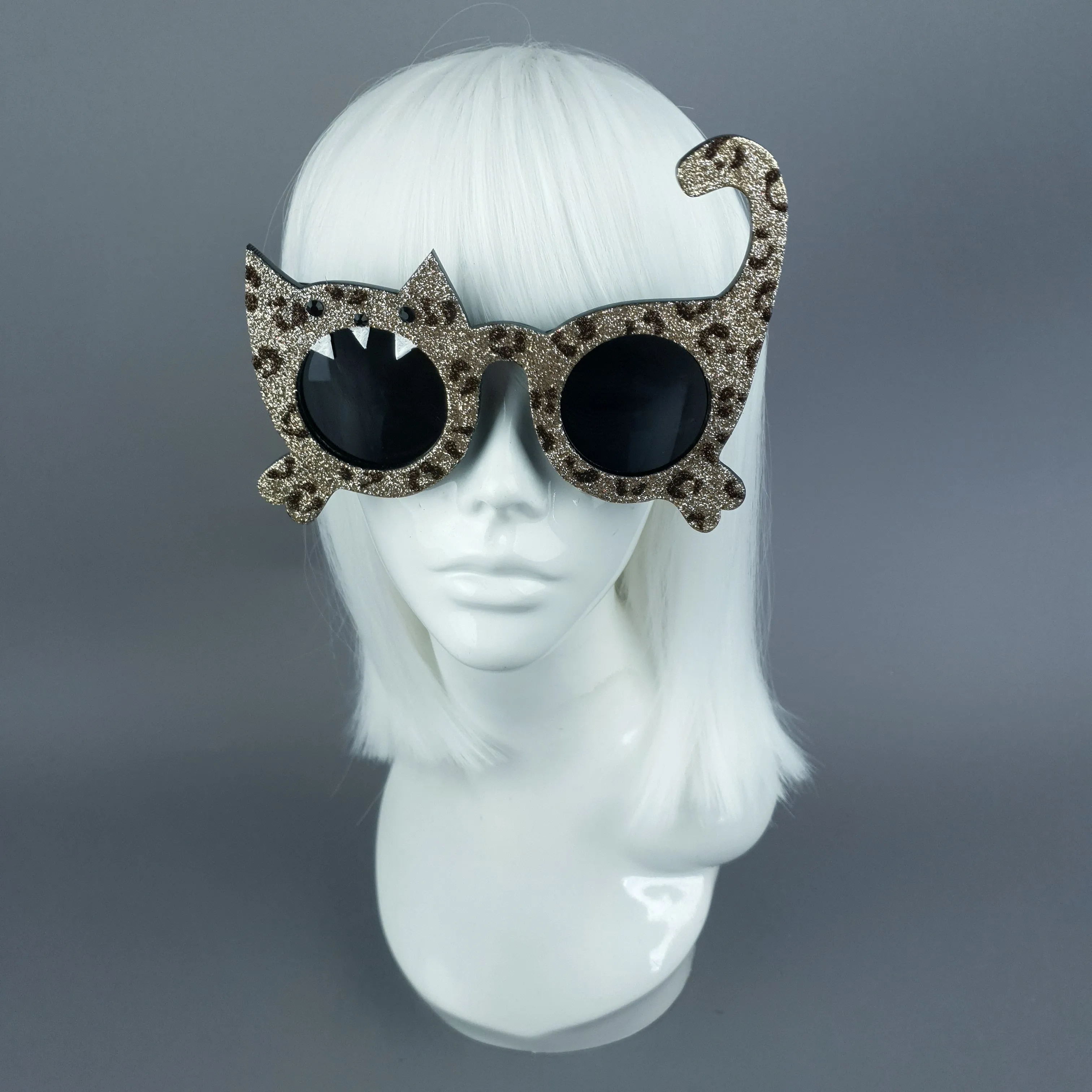 "Hunter" Gold Glitter Leopard Cat Sunglasses