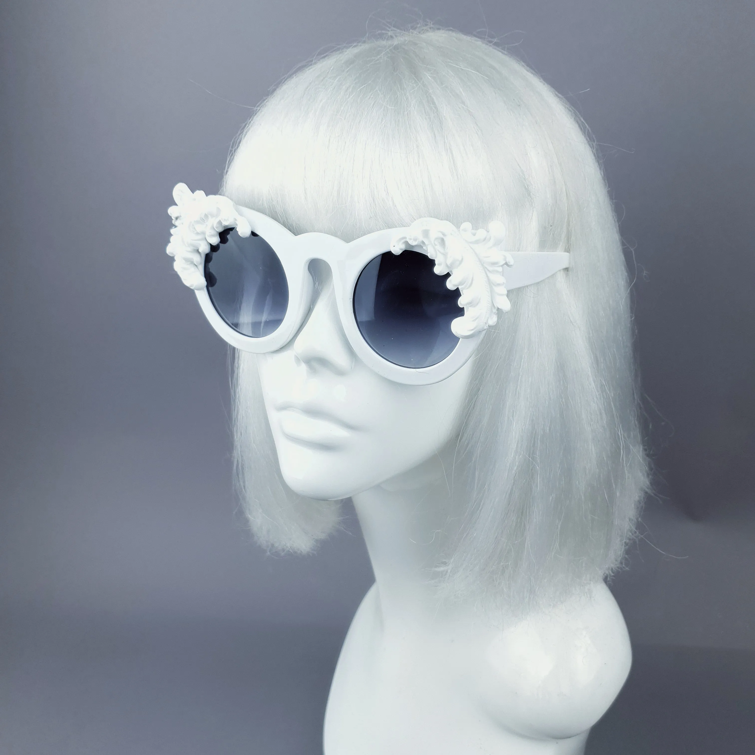 "Nakhti" White Filigree Statement Sunglasses