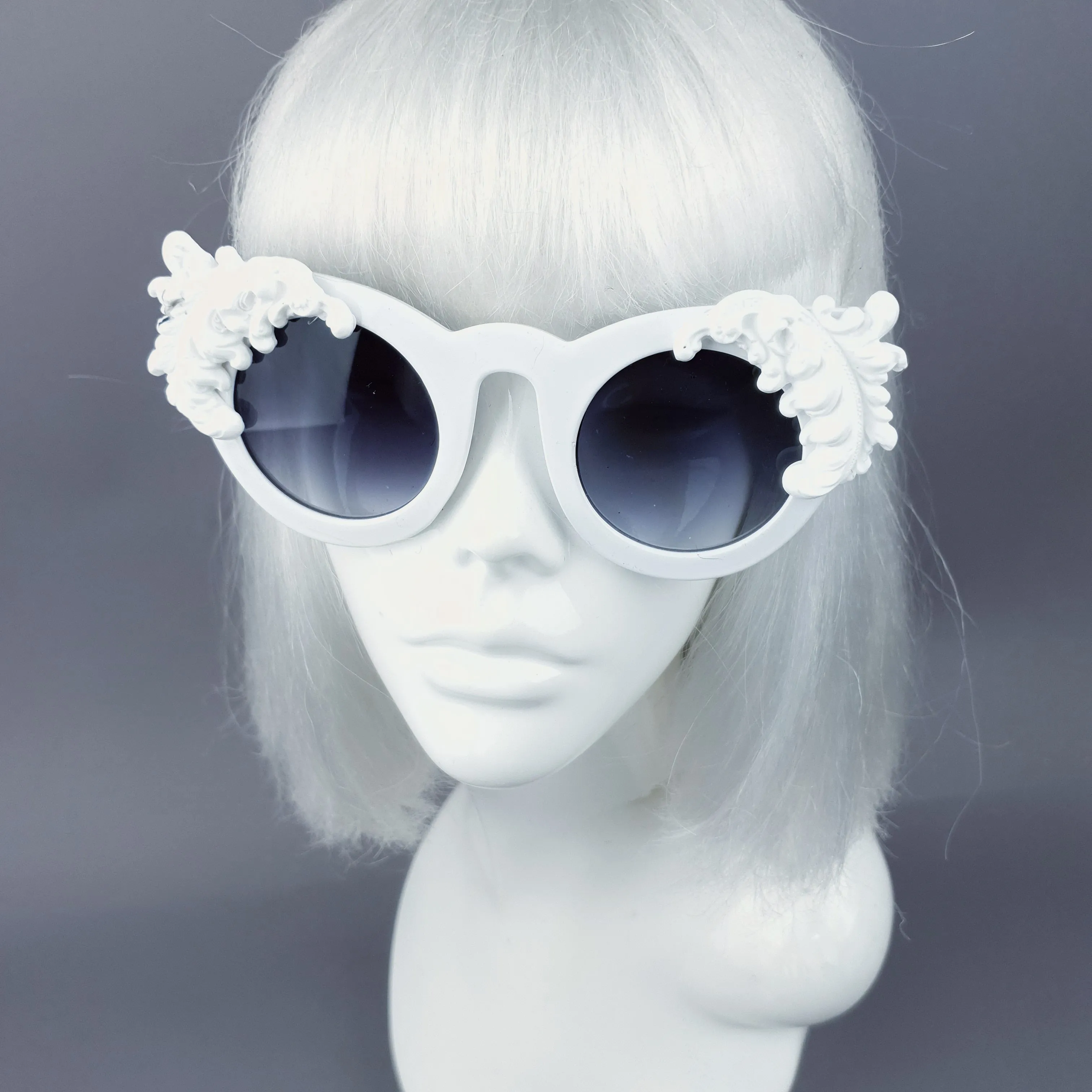 "Nakhti" White Filigree Statement Sunglasses