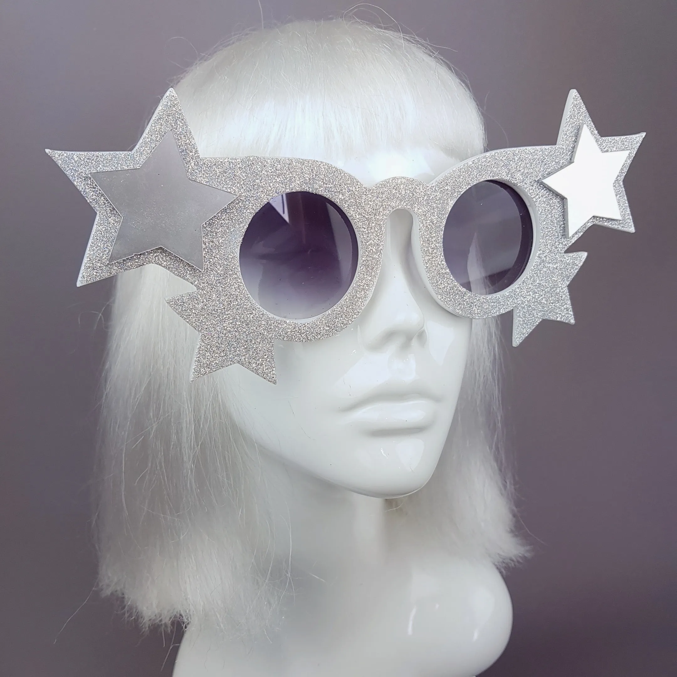 "Starry Eyed" Diamond Glitter Stars Sunglasses