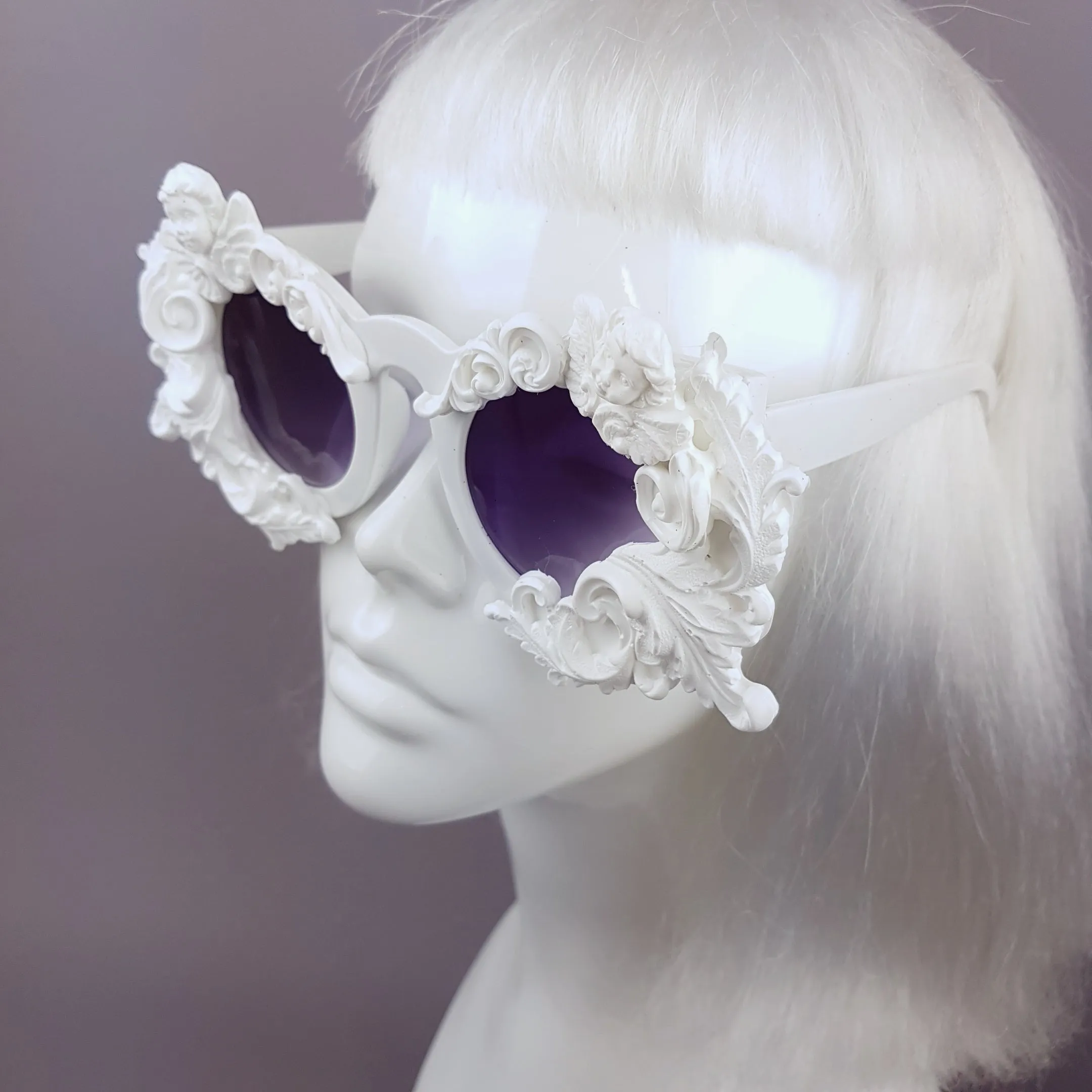 "Venus" White Filigree & Cherub Baroque Sunglasses