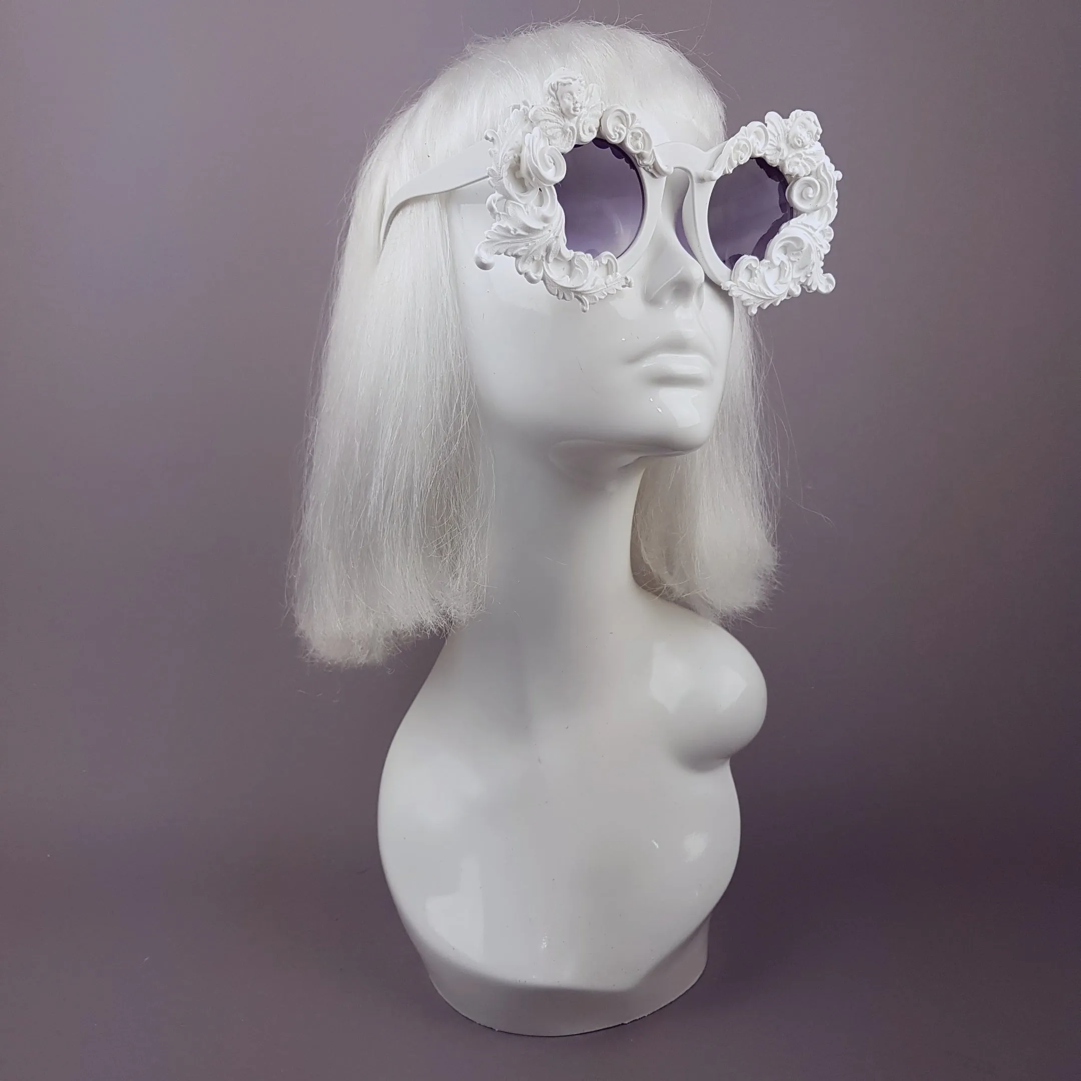 "Venus" White Filigree & Cherub Baroque Sunglasses