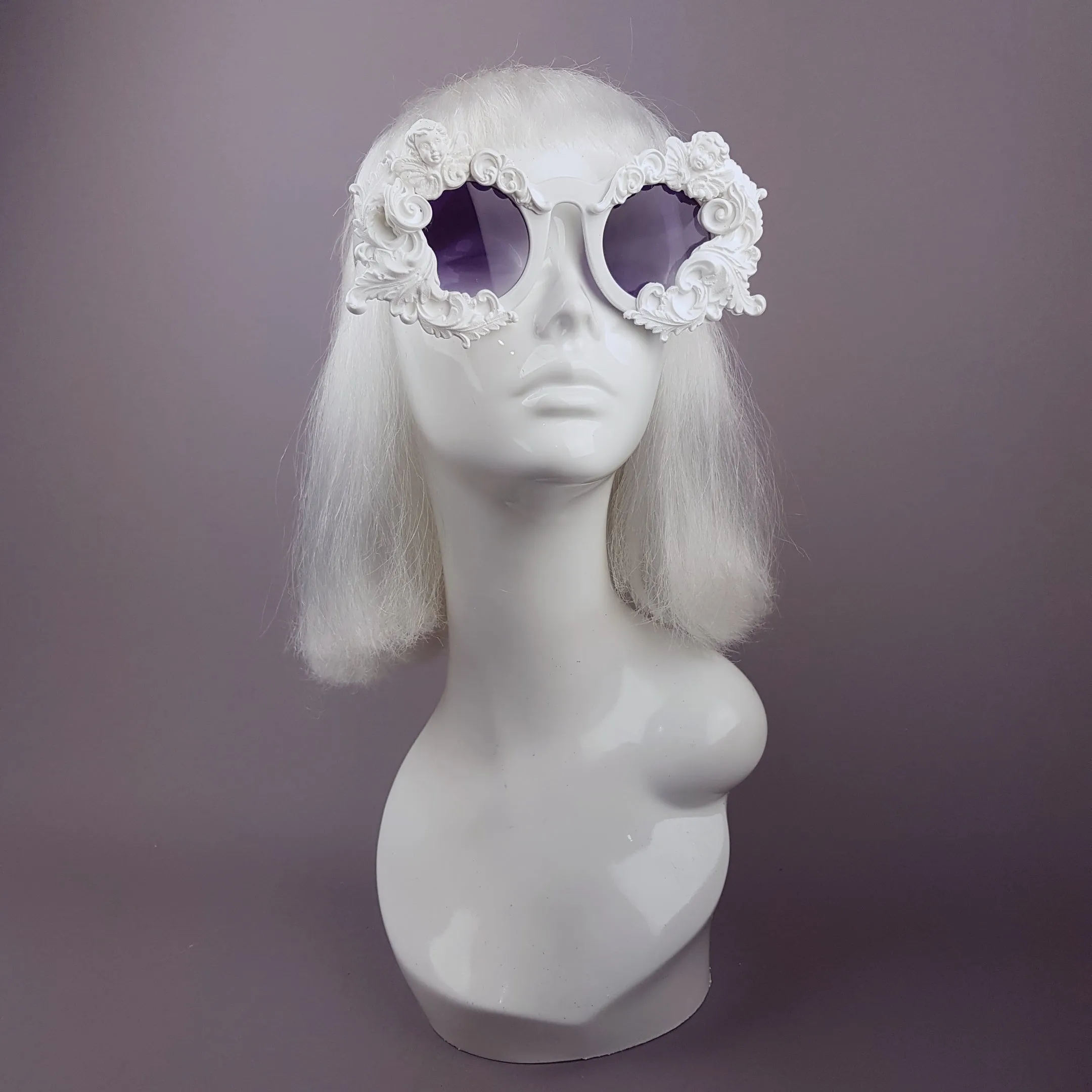 "Venus" White Filigree & Cherub Baroque Sunglasses