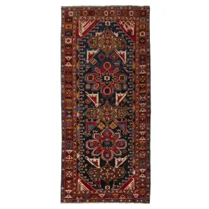 Red & Blue Antique Turkish Runner - 4'11'' x 10'11''