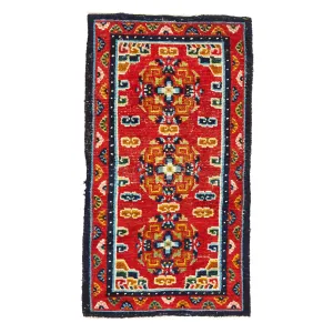 Red Vintage Tibetan Wool Rug - 2'4"x4'7"