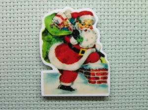 Santa Going Down the Chimney Needle Minder, Cover Minder, Magnet