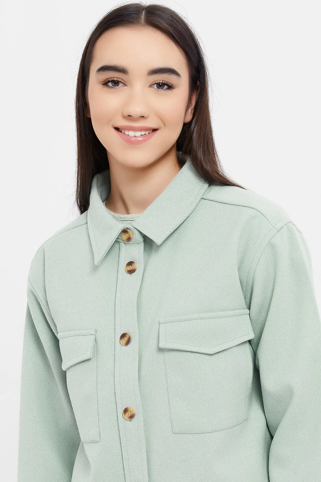 Senior Girls Green Jacket Shacket