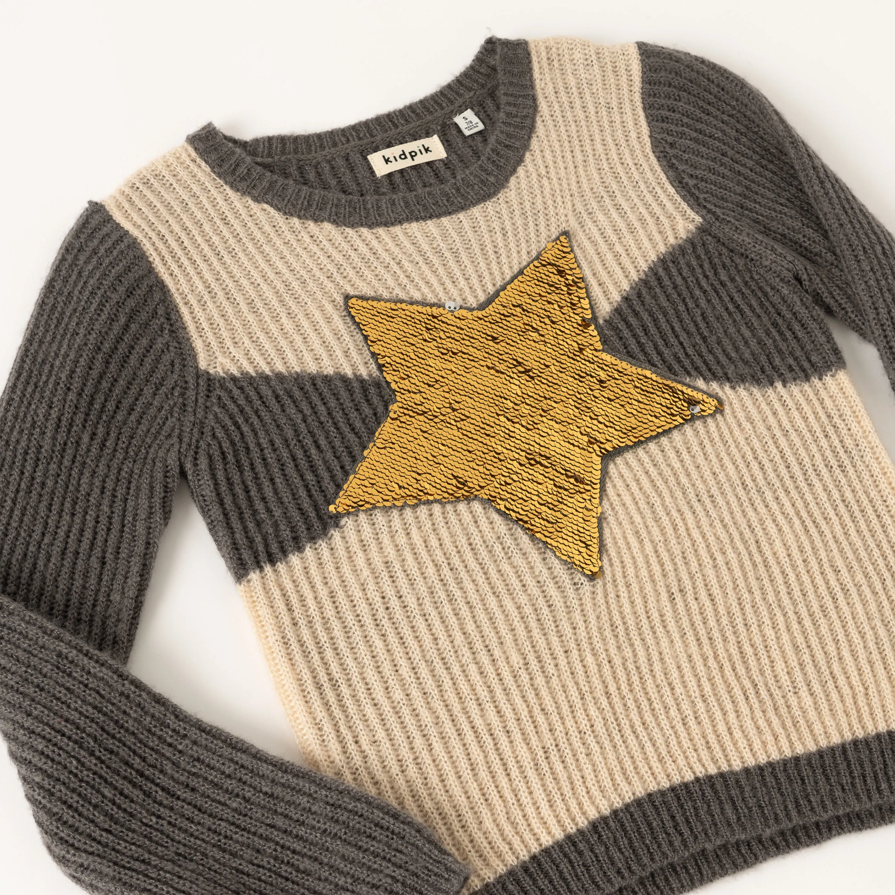 Sequin Star Color Block Sweater