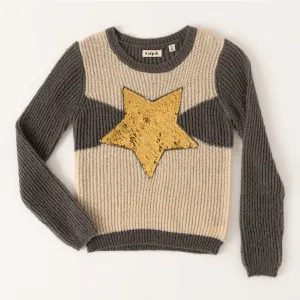 Sequin Star Color Block Sweater