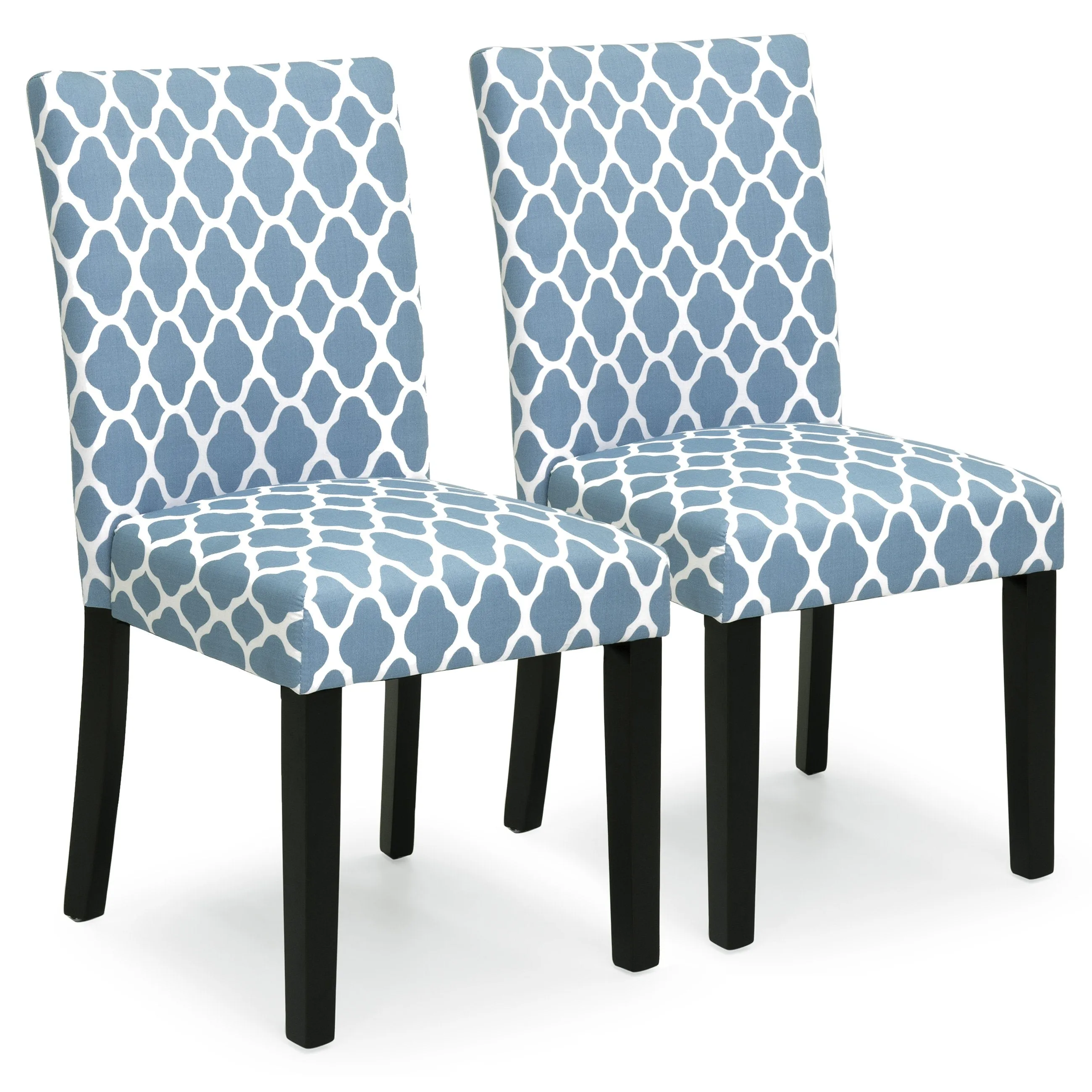 Set of 2 Mid-Century Modern Fabric Parson Dining Chairs - Blue