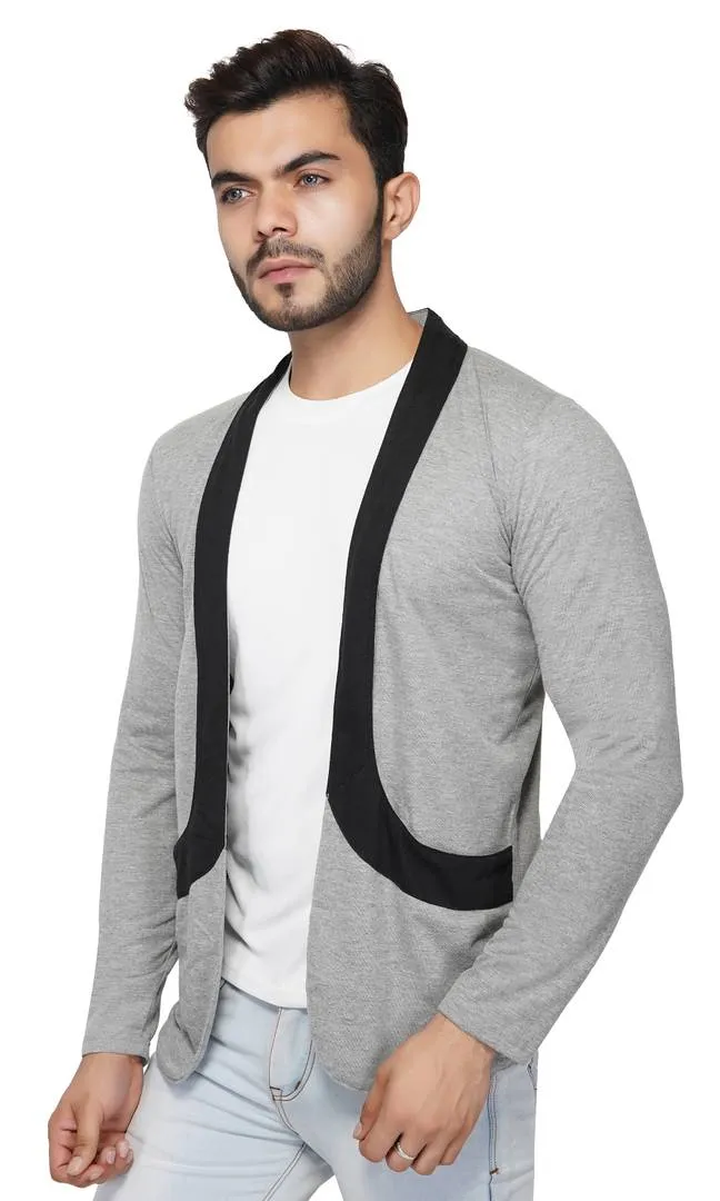 Stylish Full Sleeve Grey Shrug For Men