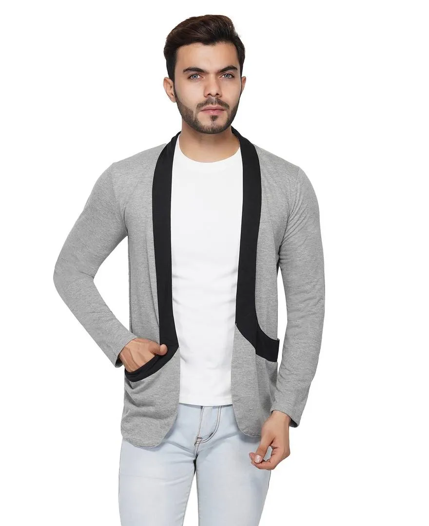 Stylish Full Sleeve Grey Shrug For Men