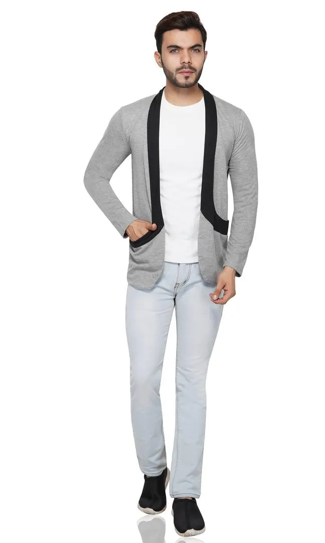 Stylish Full Sleeve Grey Shrug For Men