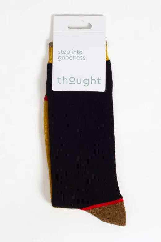 Thought Block Colour Walker Crew Socks in Mustard/Navy