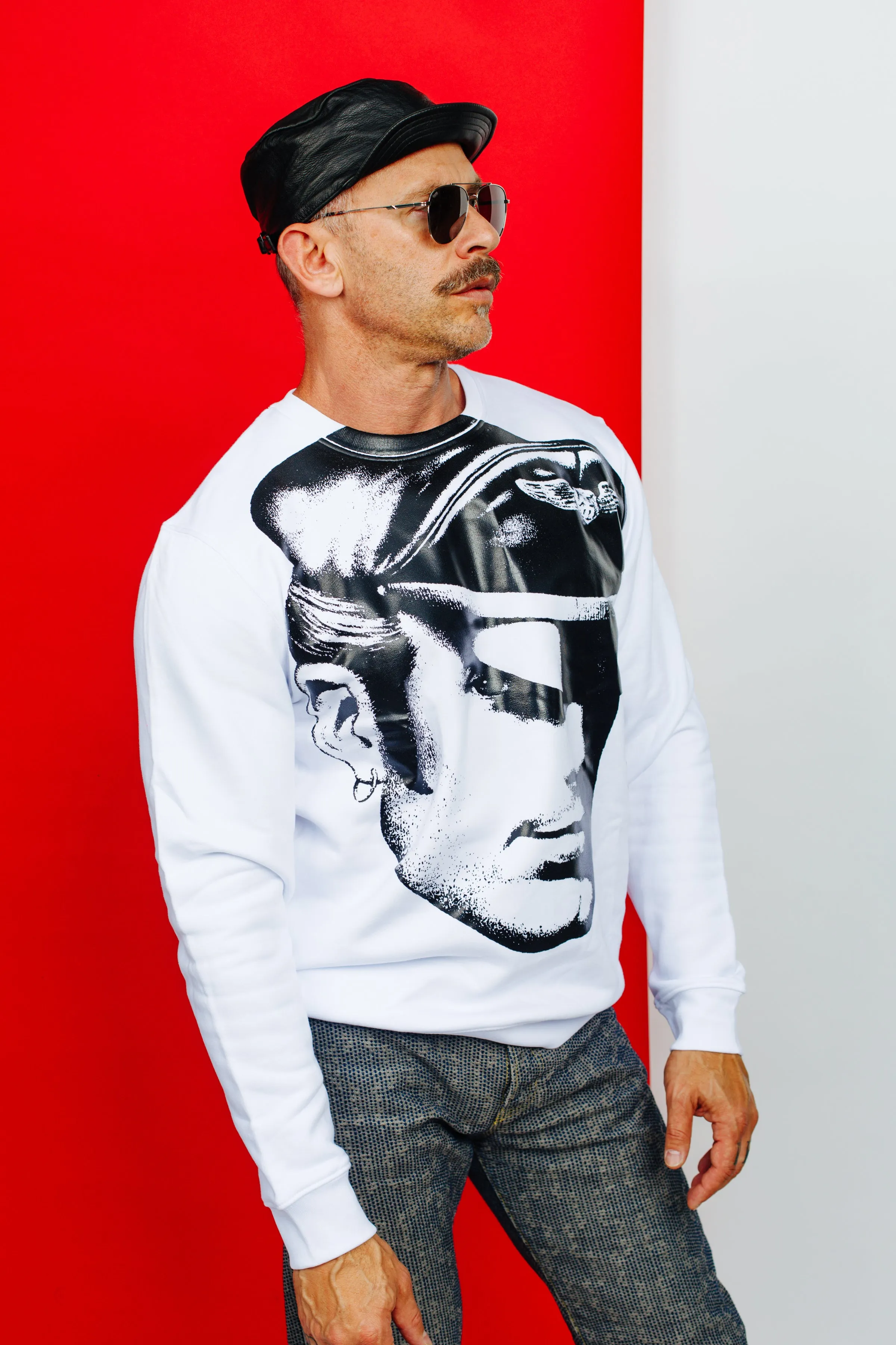 TOM OF FINLAND x WE ARE SPASTOR BIKER HEAD SWEATSHIRT - WHITE