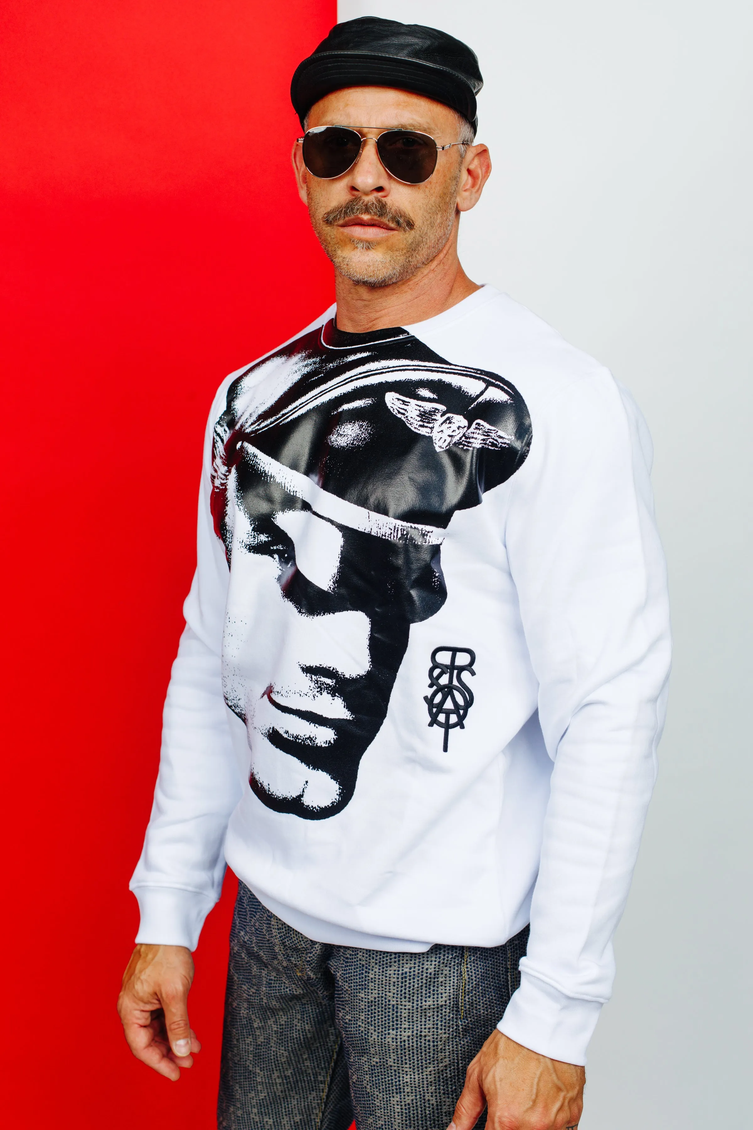 TOM OF FINLAND x WE ARE SPASTOR BIKER HEAD SWEATSHIRT - WHITE