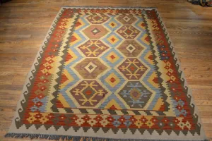 Tribal Afghan Oriental Rug 5'0" x 6'7"