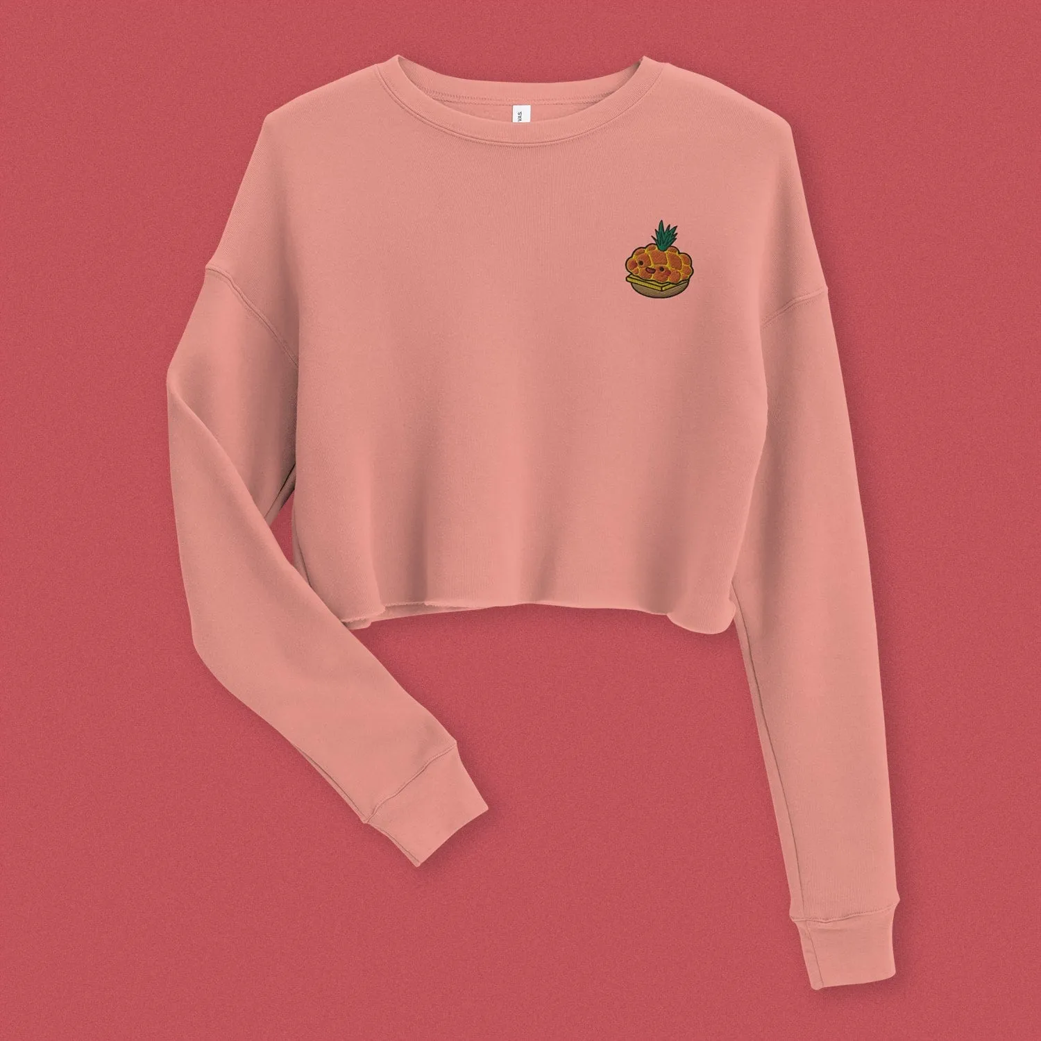 Tropical Pineapple Bun Embroidered Crop Sweatshirt