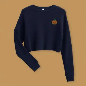 Tropical Pineapple Bun Embroidered Crop Sweatshirt