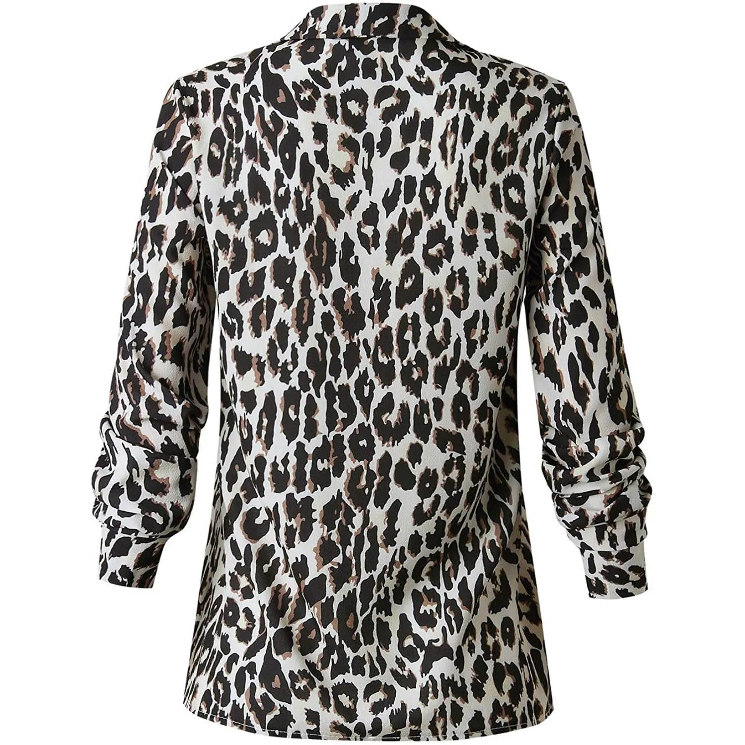 Womens Casual Tops V Neck Leopard Tunic Long Sleeve Button Down Shirts Top