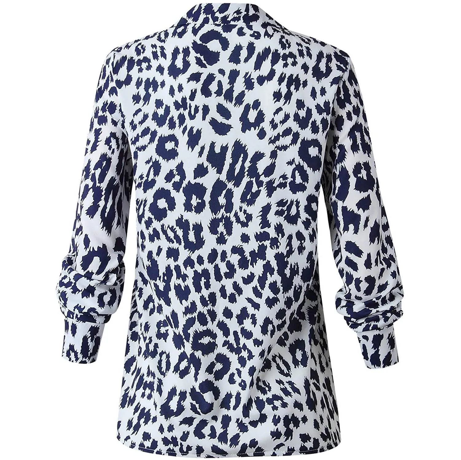 Womens Casual Tops V Neck Leopard Tunic Long Sleeve Button Down Shirts Top