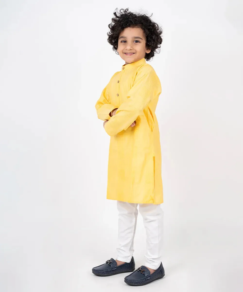 Yellow Pin Tucks Kurta Pyjama for Haldi for Wedding